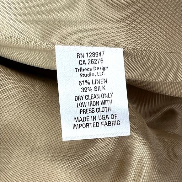 NILI LOTAN Henry jacket Womens 6 Khaki Camel Silk Linen Double Breasted Blazer - Picture 14 of 16